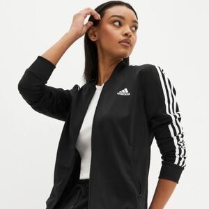 Adidas Women's Black Track Jacket with White Stripes